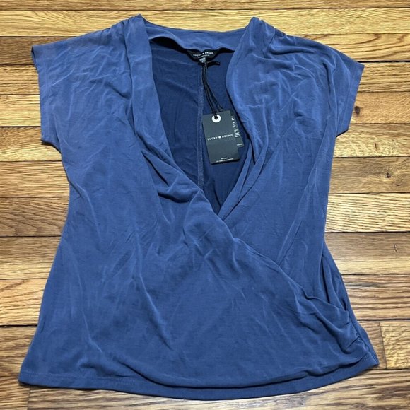 Lucky Brand Tops - lucky brand blue blouse wrap front v neck modal blend size xs NWT $44.50